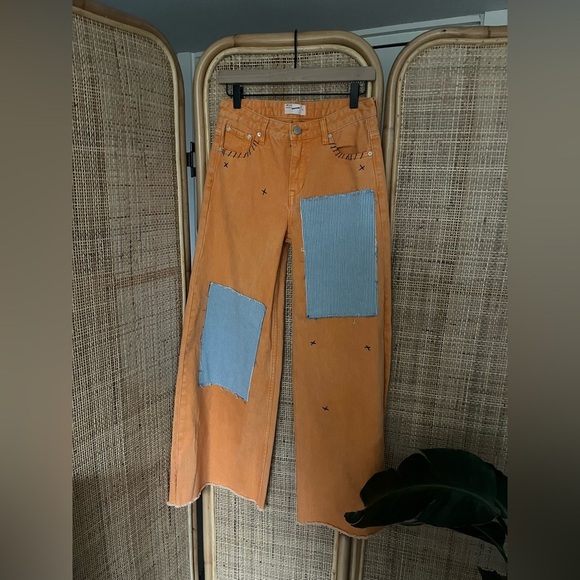 ZGY Orange Embroidered Patch Wide Leg Jeans - Picture 5 of 11